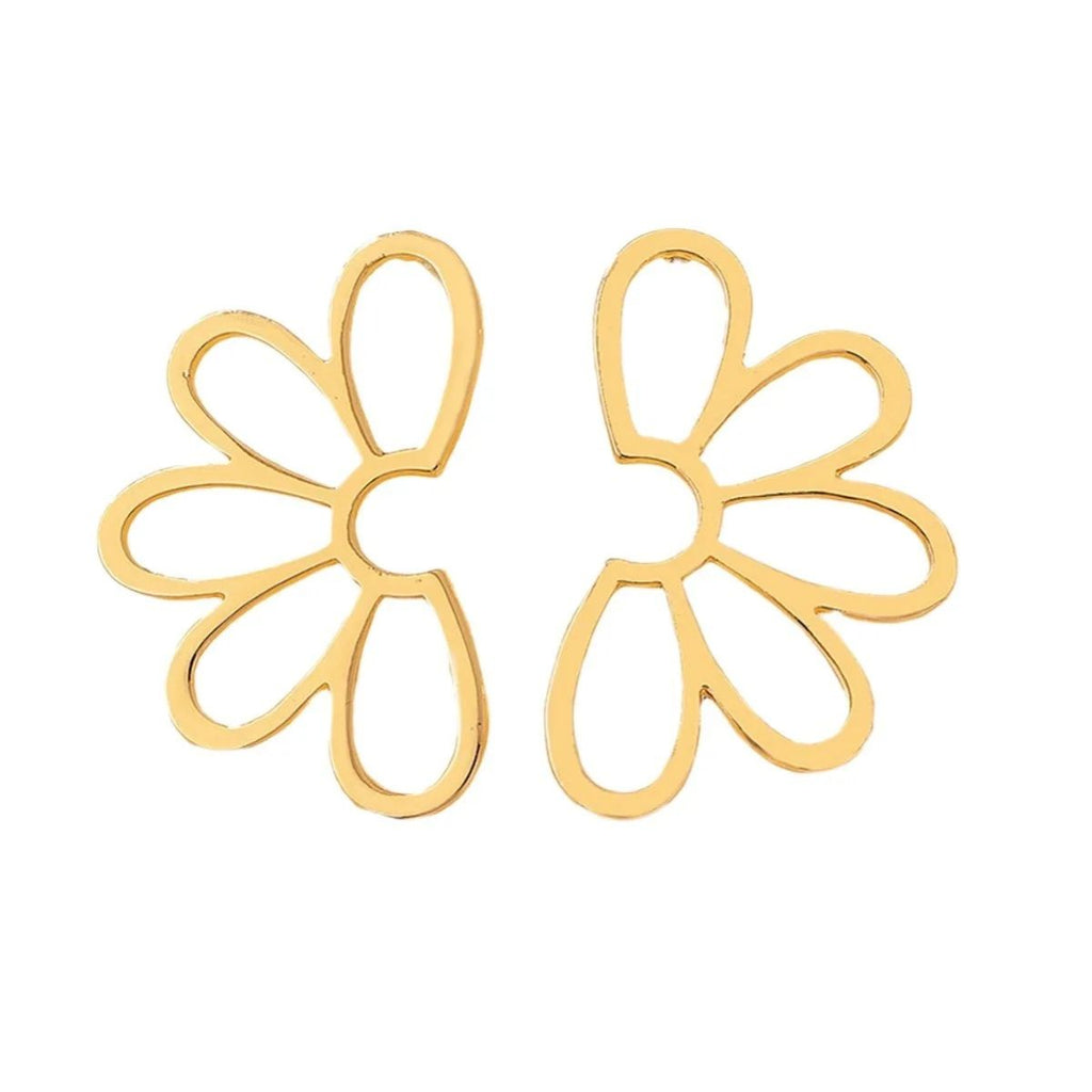 Half Flower 18K Gold Anti Tarnish Dangler Earring For Women Bulk