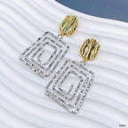 Square Coil Silver 18K Gold Anti Tarnish Dangler Earring Women Bulk