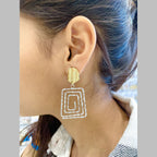 Square Coil Silver 18K Gold Anti Tarnish Dangler Earring Women Bulk