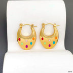 Rainbow Multi Gold Anti Tarnish Hoop Stainless Steel Earring Bulk