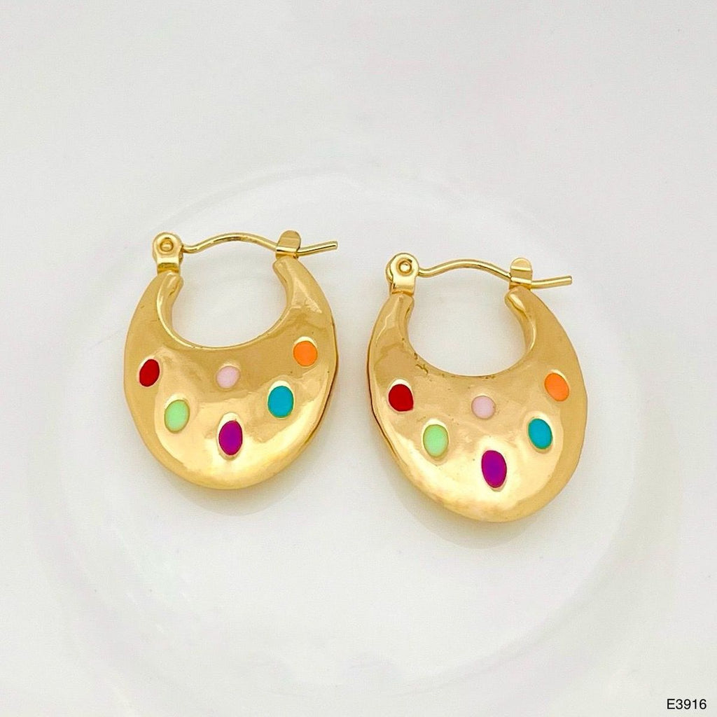 Rainbow Multi Gold Anti Tarnish Hoop Stainless Steel Earring Bulk
