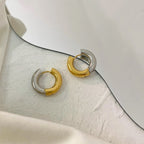 Two Tone Round 18K Gold Silver Anti Tarnish Hoop Earring Women Bulk