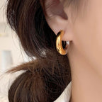 Two Tone Round 18K Gold Silver Anti Tarnish Hoop Earring Women Bulk