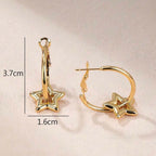Star 18K Gold Anti Tarnish Hoop Dangler Earring For Women Bulk