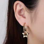 Star 18K Gold Anti Tarnish Hoop Dangler Earring For Women Bulk
