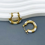 White 18K Gold Enamel Anti Tarnish Hoop Earring For Women Bulk