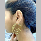 Triple Circle 18K Gold Anti Tarnish Hoop Stainless Steel Earring Bulk