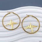 Heart Beat 18K Gold Anti Tarnish Hoop Stainless Steel Earring Bulk