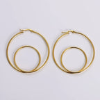 Big Dual Ring 18K Gold Anti Tarnish Hoop Earring For Women Bulk