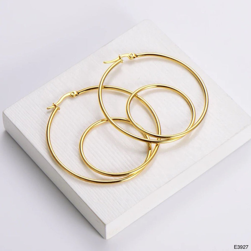 Big Dual Ring 18K Gold Anti Tarnish Hoop Earring For Women Bulk