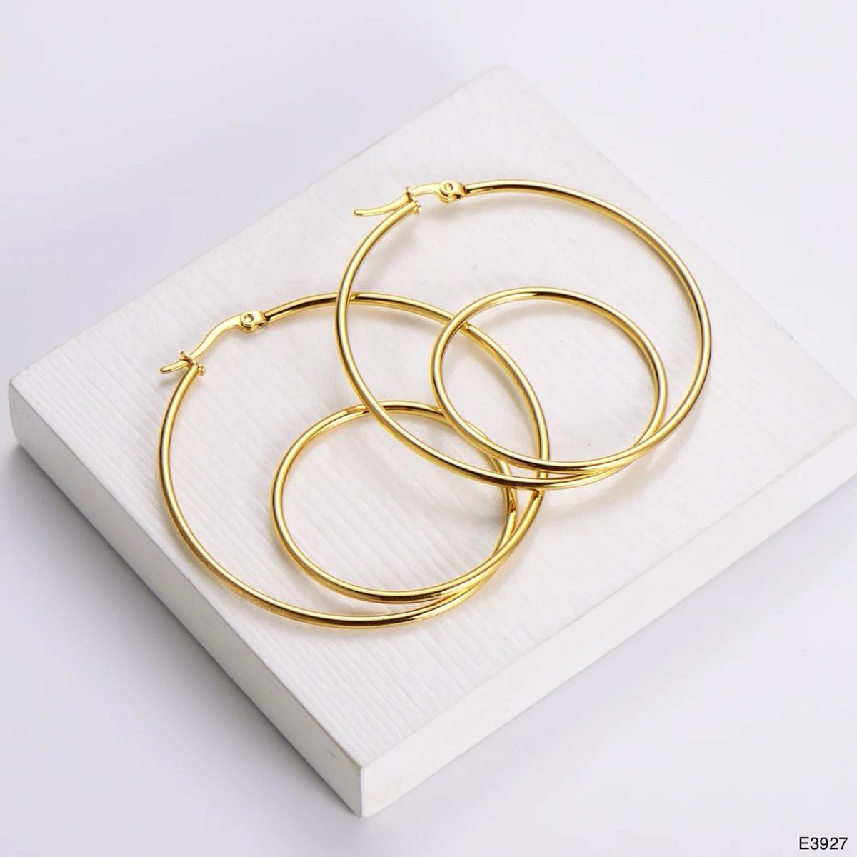 Big Dual Ring 18K Gold Anti Tarnish Hoop Earring For Women Bulk