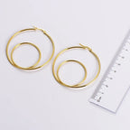 Big Dual Ring 18K Gold Anti Tarnish Hoop Earring For Women Bulk
