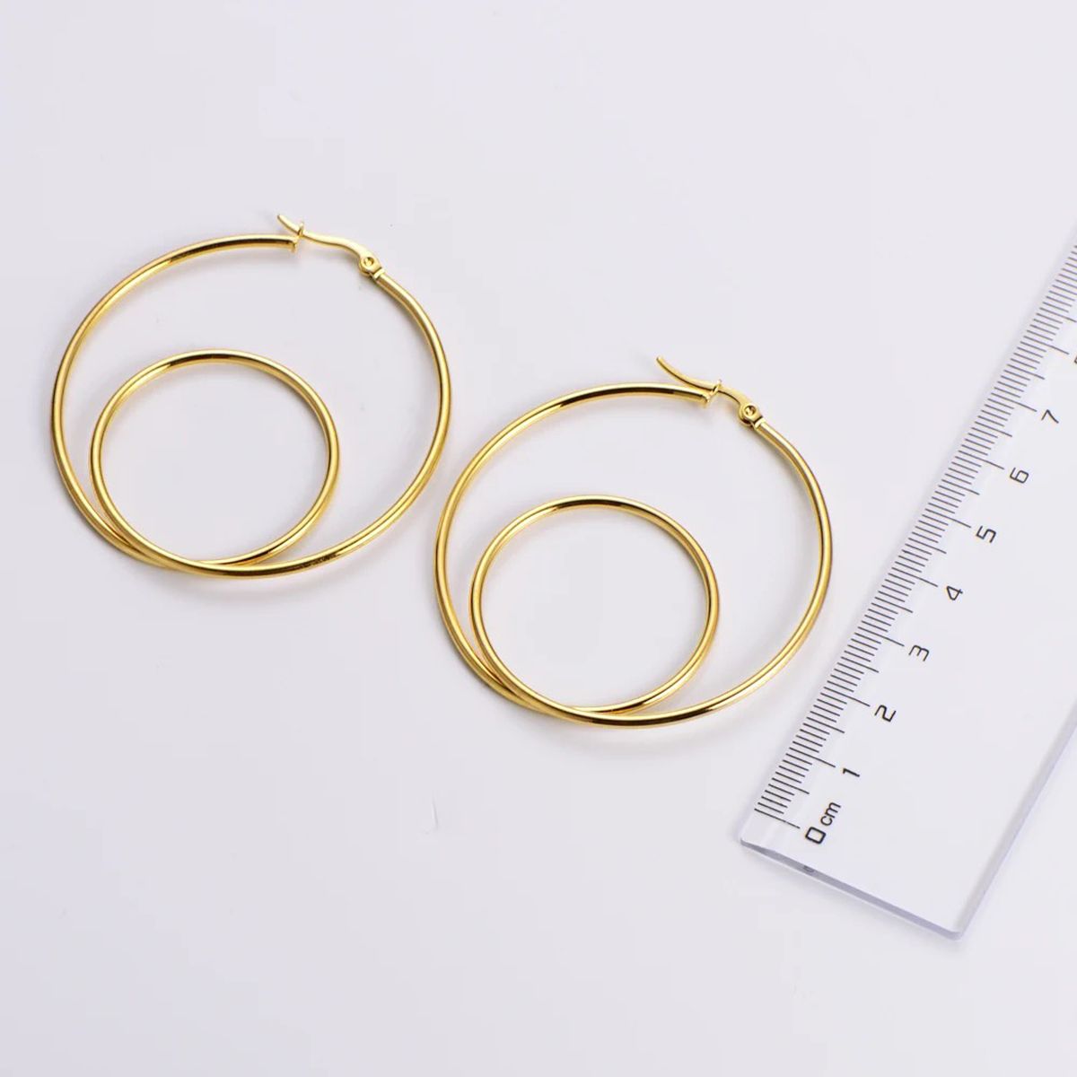Big Dual Ring 18K Gold Anti Tarnish Hoop Earring For Women Bulk