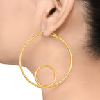 Big Dual Ring 18K Gold Anti Tarnish Hoop Earring For Women Bulk