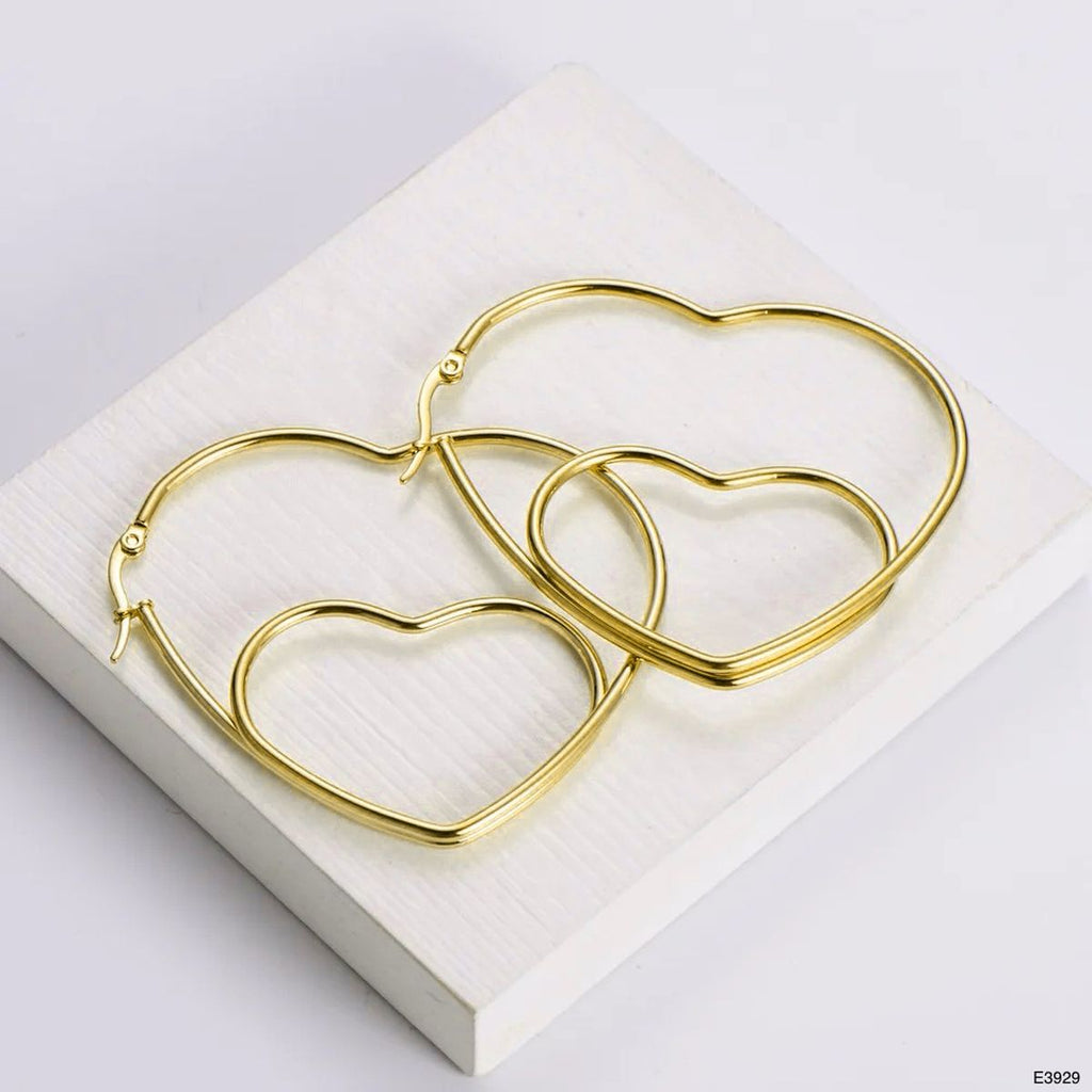 Big Dual Heart 18K Gold Anti Tarnish Hoop Earring For Women Bulk