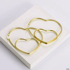 Big Dual Heart 18K Gold Anti Tarnish Hoop Earring For Women Bulk