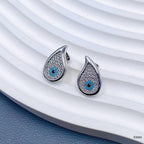 Drop Evil Eye Green 18K Gold CZ Crystal Anti Tarnish Stud Earring Bulk