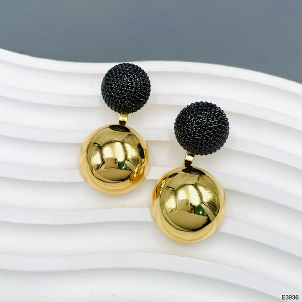 Ball Crystal Black 18K Gold Anti Tarnish Dangler Drop Earring Bulk Main image