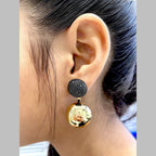 Ball Crystal Black 18K Gold Anti Tarnish Dangler Drop Earring Bulk