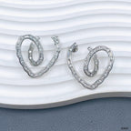 Heart Baguette Cubic Zirconia Silver Anti Tarnish Stud Earring Bulk