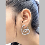 Heart Baguette Cubic Zirconia Silver Anti Tarnish Stud Earring Bulk