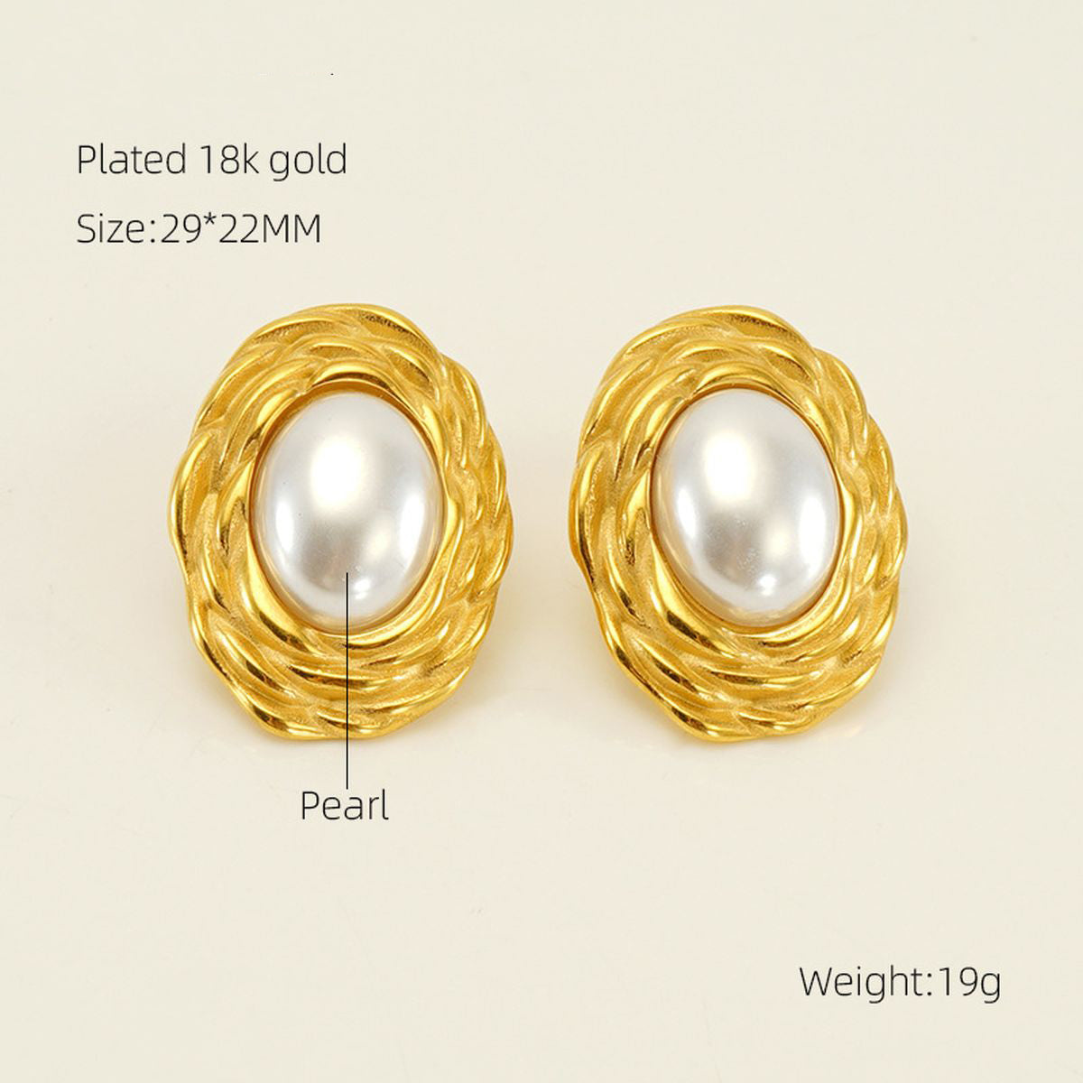 Oval Flower Pearl White 18K Gold Anti Tarnish Stud Earring Women Bulk