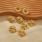 Dented Disc Round 18K Gold Anti Tarnish Stud Earring For Women Bulk