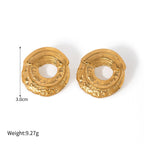 Dented Disc Round 18K Gold Anti Tarnish Stud Earring For Women Bulk