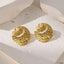 Dented 18K Gold Stainless Steel Anti Tarnish Stud Earring Women Bulk
