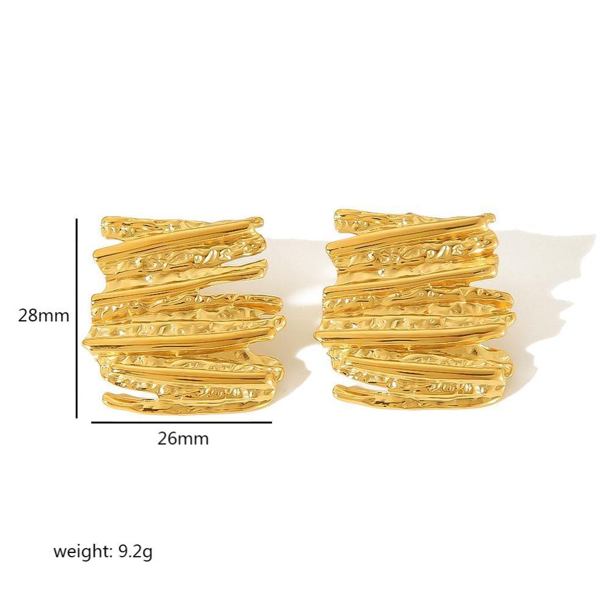 Dented Disc Round 18K Gold Anti Tarnish Stud Earring For Women Bulk