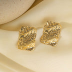 Dented Disc Round 18K Gold Anti Tarnish Stud Earring For Women Bulk