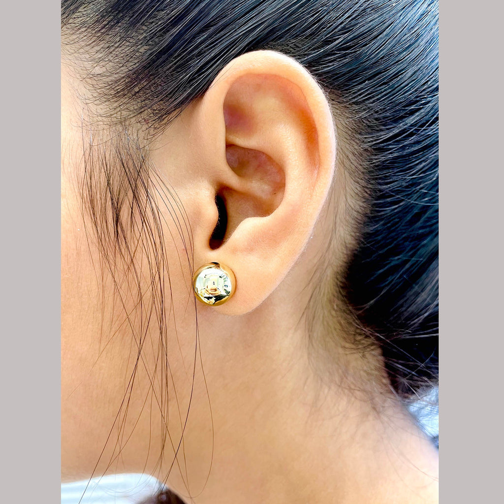 Simple Two Tone 18K Gold Silver Anti Tarnish Stud Earring Women Bulk
