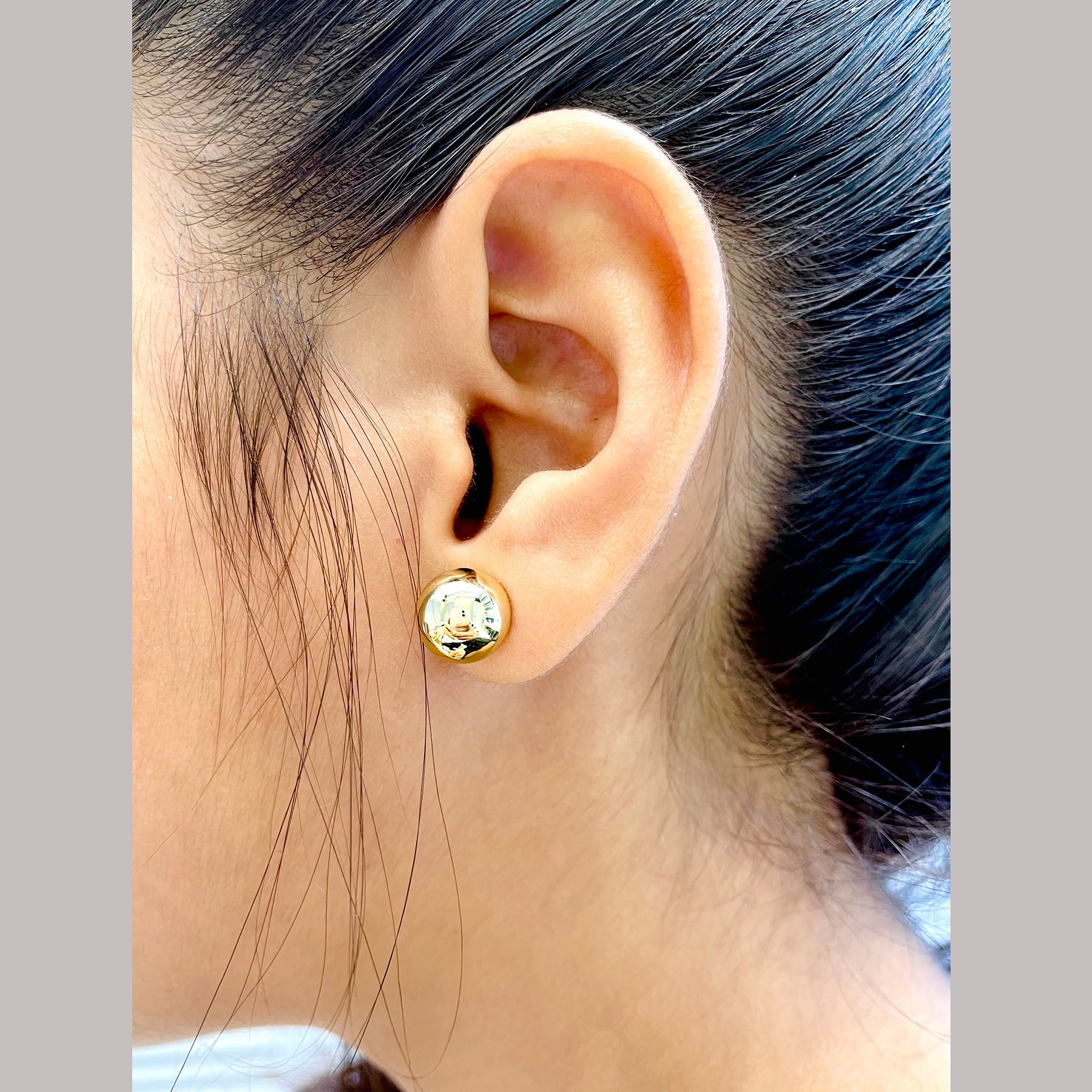 Simple Two Tone 18K Gold Silver Anti Tarnish Stud Earring Women Bulk
