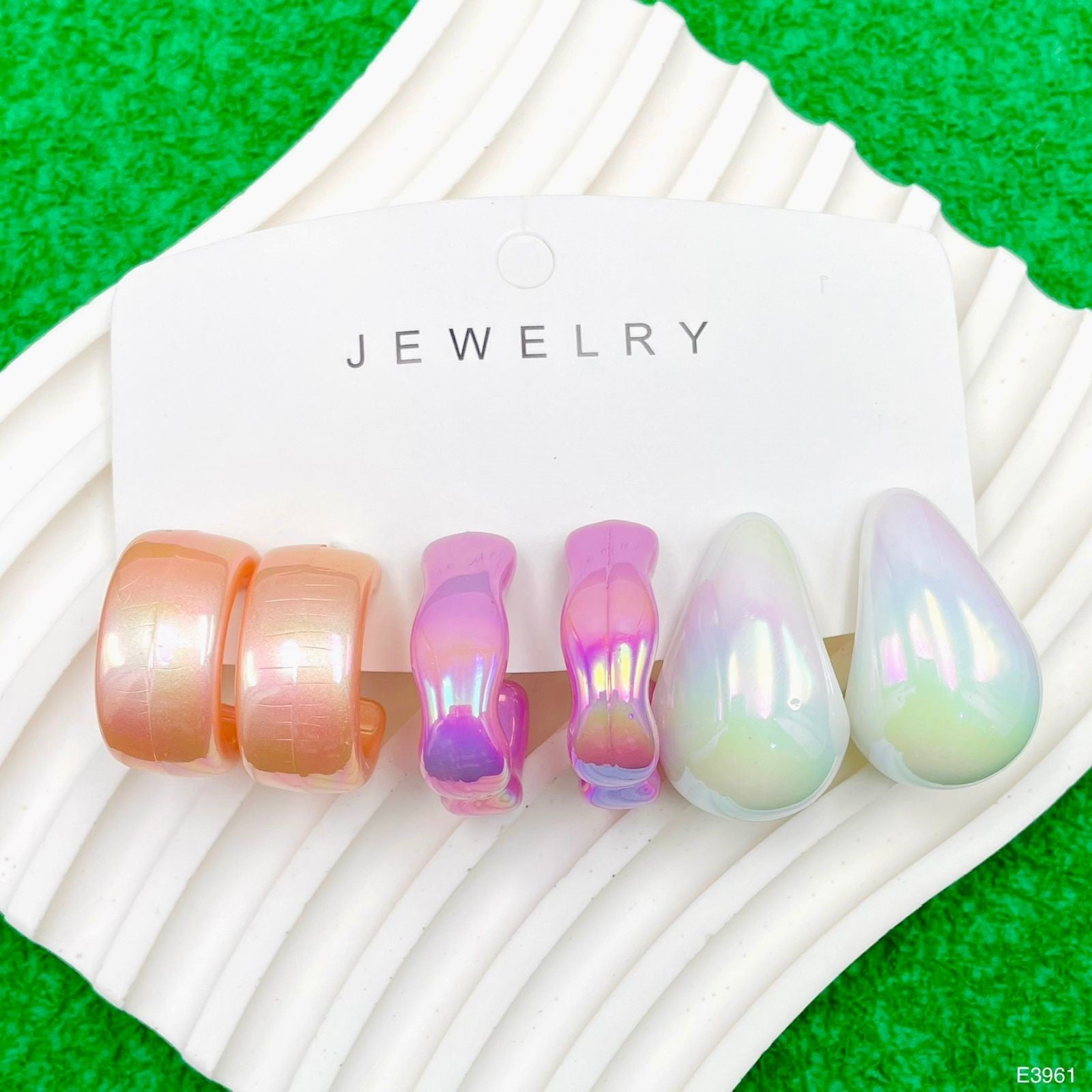 Different Shape Multicolour Silver Iron Stud Hoop Earring Combo Pack Of 3 For Women Main image