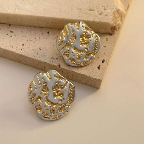 Tow Tone White 18K Gold Stainless Steel Stud Earring For Women Bulk Main image