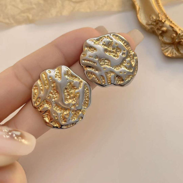 Tow Tone White 18K Gold Stainless Steel Stud Earring For Women Bulk Secondary image