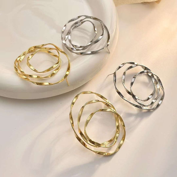 Oval Layers 18K Gold Stainless Steel Stud Earring For Women Bulk Main image
