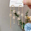 Clover Flower 18K Gold CZ Anti Tarnish Tassel Dangler Earring Bulk