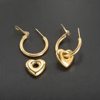 Heart 18K Gold Anti Tarnish Hoop Dangler Earring For Women Bulk