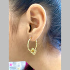 Clover Flower 18K Gold Anti Tarnish Hoop Dangler Earring Women Bulk