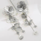 Filigree Flower Layer Silver Anti Tarnish Tassel Dangler Earring Bulk