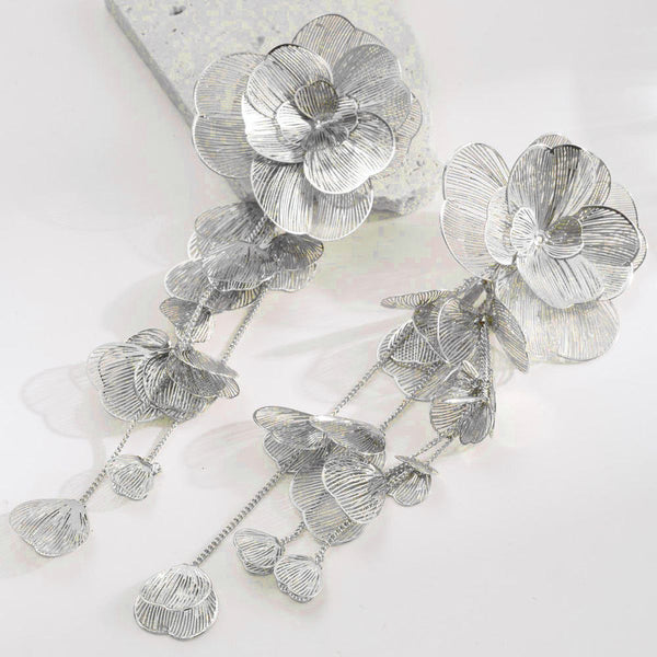 Filigree Flower Layer Silver Anti Tarnish Tassel Dangler Earring Bulk Secondary image