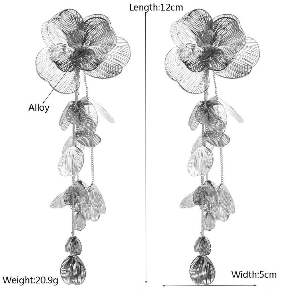Filigree Flower Layer Silver Anti Tarnish Tassel Dangler Earring Bulk