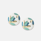 Flower Leaf Enamel White Multi Gold Anti Tarnish Stud Earring Bulk