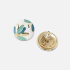 Flower Leaf Enamel White Multi Gold Anti Tarnish Stud Earring Bulk