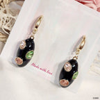 Oval Crystal Enamel White Gold Anti Tarnish Dangler Hoop Earring Bulk