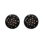 Round Enamel Black 18K Gold Anti Tarnish Stud Earring For Women Bulk