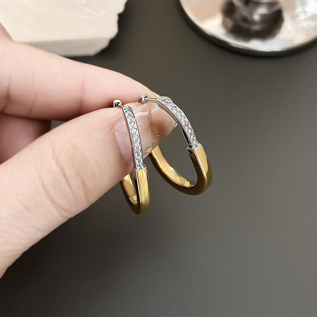 18K Gold Silver Anti Tarnish Oval Hoop Earring For Women Bulk