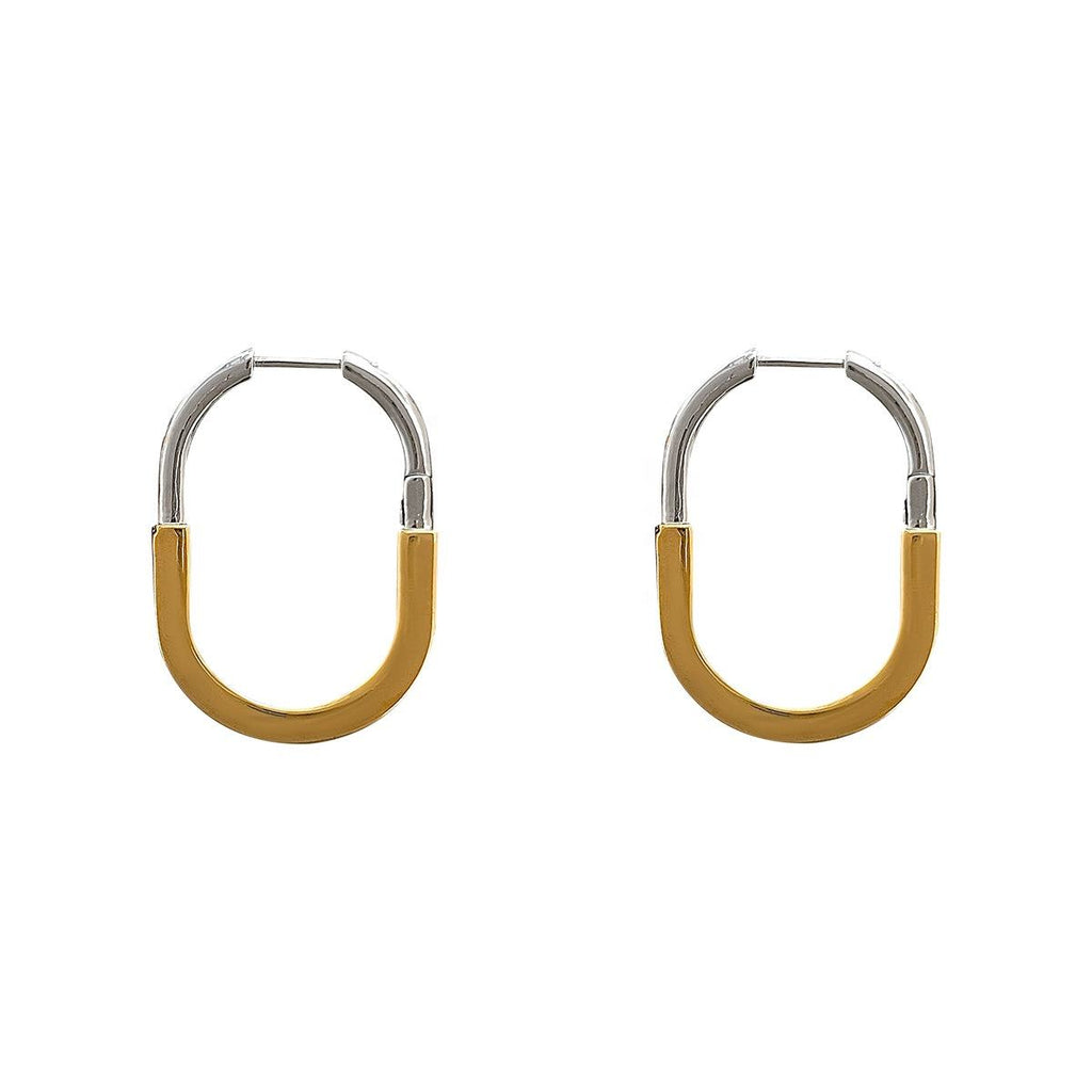 18K Gold Silver Anti Tarnish Oval Hoop Earring For Women Bulk