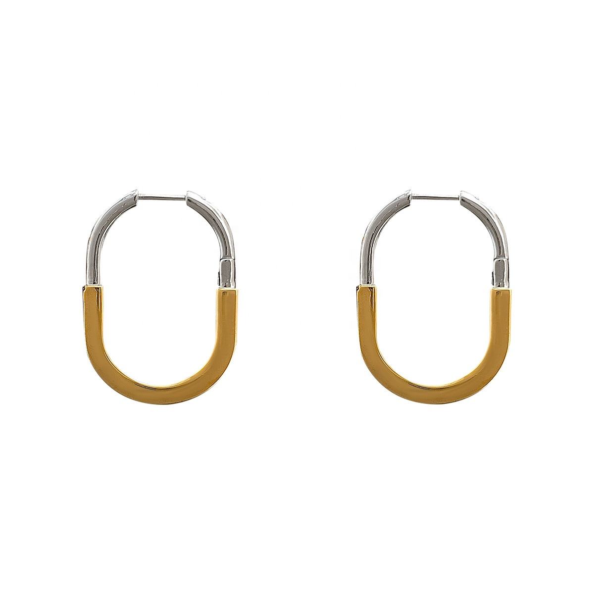 18K Gold Silver Anti Tarnish Oval Hoop Earring For Women Bulk